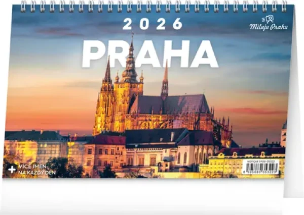 NOTIQUE Stolní kalendář Praha – Miluju Prahu 2026, 23,1 x 14,5 cm (PGS-35322)