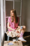 Bella Rose Ponožky Polib M(n)ě velikost S (36-39), růžová barva, textil