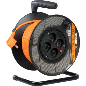 STREND PRO 213053 Prodlužovací kabel na bubnu, 25m, 4 zás., 3x1,5mm, oranžový
