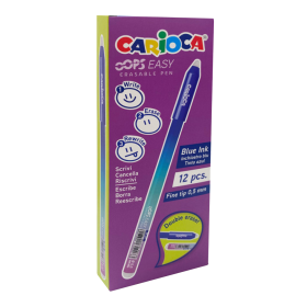 Carioca gumovatelné pero Oops Easy, krabička, 12 ks, modrá náplň