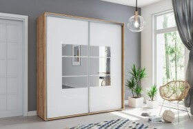 Šatní skříň Ska A02 Barva korpusu: Dub - Artisan, Rozměry: 200 cm, Dveře: Bílé