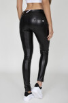 Dámské kalhoty Black Leather Mid Waist XL bordó