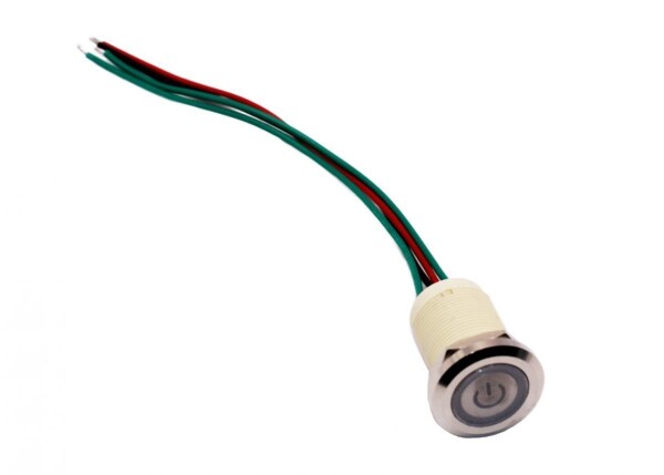 LED IP68 přepínač - Modré podsvícení, 19 mm, 12 - 24V