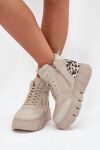 Kožené dámské kotníčkové boty na platformě vyhřívané Vinceza 66838 béžové 36