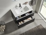 CERANO - Koupelnová skříňka Velora - černá matná, úchytka chrom + keramické umyvadlo Novo - bílá lesklá - 61x54,5x46,5 CER-979894