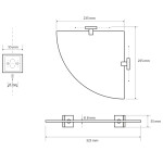 SAPHO - X-SQUARE polička skleněná rohová 250x55x250, mléčné sklo, chrom XQ604