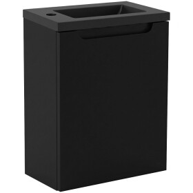 CERANO - Umyvadlová skříňka pro WC Sora - černá matná + umyvadlo z lit. mramoru - černá matná - 40x57,5x22 CER-999993