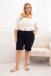 Dámské bavlněné šortky Plus Size s páskem tmavě modrá 4XL