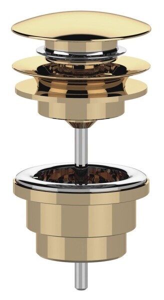 SAPHO - Umyvadlová výpust 5/4“, click-clack, velká zátka, 10-65, zlato CV100217