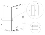 CERSANIT - Sprchový kout JOTA s panty, černý, 120x90x195, pravý, čiré sklo S160-027