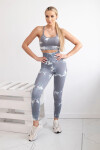 Fitness set top+ legíny push up šedá bílá