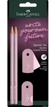 FABER-CASTELL Grafitové tužky s ořezávátkem a gumou / tvrdost B / růžová (218480)