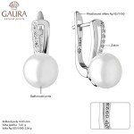 Stříbrné náušnice s 9-9.5 mm perlou a zirkony Jade, stříbro 925/1000, Bílá