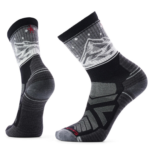SMARTWOOL Hike Light Cushion Valley View Crew Sock, Black (vzorek) velikost: L
