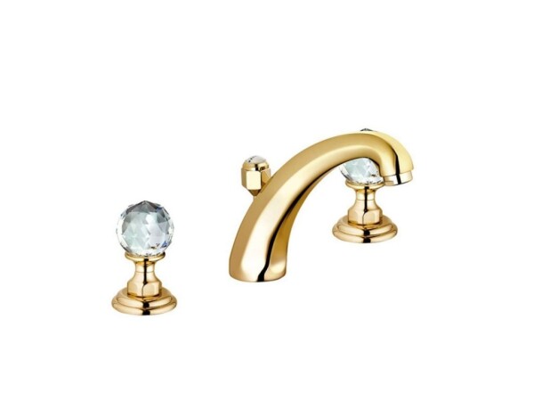 KLUDI - Adlon Umyvadlová baterie s výpustí, 3-otvorová instalace, zlatá 5104345G4