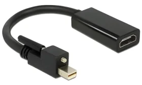 DeLock mini DisplayPort 1.2 (M) se šroubky - HDMI (F) černá / Adaptér / aktivní / 4K (62640)