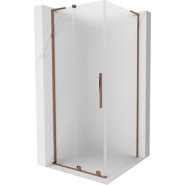 MEXEN/S - Velar L sprchový kout, posuvné dveře 120 x 120, dekor, růžové zlato 871-120-120-33-60