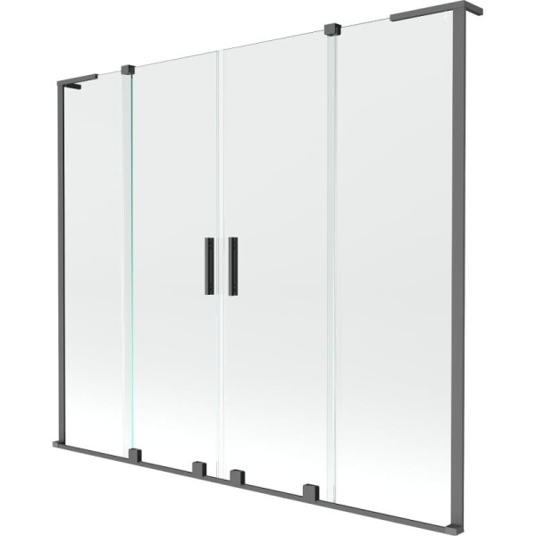 MEXEN/S - Velar L Duo dvoukřídlá posuvná vanová zástěna 200 x 150, transparent, grafit metal 896-200-003-02-95