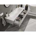 MEXEN/S - Orio koupelnová skříňka 140 cm s umyvadlem Vela, 1 šuplík, šedá mat/bílá mat 91A10-14023-1-BF62-W23M01