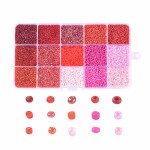 Skleněný rokajl - červeno růžový mega mix - ∅ 2 mm - krabička