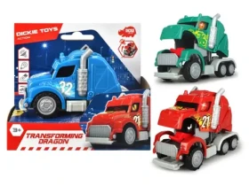 DICKIE Auto tahač drak s transformací zpětný chod 2v1 na baterie Světlo Zvuk