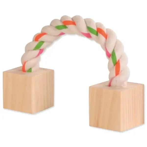 TRIXIE Lano s dřevěnými kostkami / Hračka pro hlodavce / 20 cm (G15-6186)