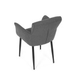 Židle jídelní, snadno čistitelná šedá látka, černý matný lak, kovové nohy