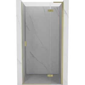 MEXEN/S - Mist-H L sprchové dveře křídlové pravé 85, transparent, zlatá kartáčovaná 8A5L-085-000-55-00-P