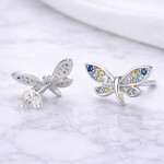 Jemné náušnice Clotilde - motýlci, stříbro 925/1000, Modrá