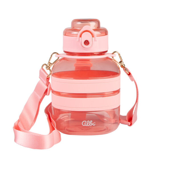 Růžová tritanová láhev na pití s popruhem 780 ml - Albi