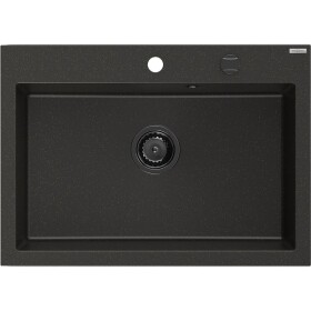 MEXEN/S - Elix granitový dřez 1-miska 700 x 500 mm, černá/zlatá metalik, sifon černá 6526701005-75-B