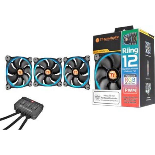 THERMALTAKE Riing 14 RGB LED černá 3ks / Ventilátor / 120 mm / Hydraulic Bearing / 1500 RPM @ 26.4 dB / 40.6 CFM (CL-F042-PL12SW-B)