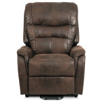 TV křeslo + eletrické polohování, hnědá látka, kov černá