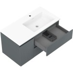 MEXEN/S - Rivel koupelnová skříňka 90 cm s umyvadlem Otis pravá., 2S, 1D, reliéf, grafit/bílá mat 91A23-09047-3-BBFFF66-W18P01