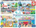 EDUCA Puzzle Hrdinové v akci 4v1 (20 40 60 80 dílků)