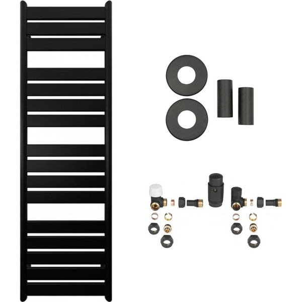 CERANO Koupelnový radiátorový set Arturo - ústřední vytápění - boční připojení - 859W - černá matná - 1600x500 mm