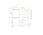 Šatní skříň Galaxy 6D 21 Barva korpusu: Bílá, Rozměry: 230 cm, Dveře: Dub hikora