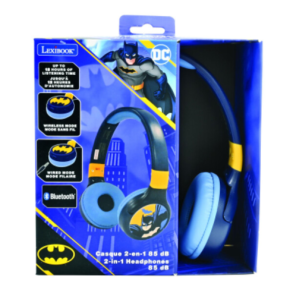 Lexibook 2v1 bluetooth skládací sluchátka Batman s limitem hlasitosti