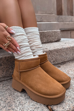 Sněhule z přírodního nubuku s teplou podšívkou Camel Milora 39