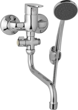 JB Sanitary Nástěnná umyvadlová a sprchová baterie TIRA, rozteč 100 mm, otočný přepínač,s příslušenstvím, trubkové ramínko 200 mm D10 32 31