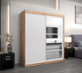 Šatní skříň Abi Ro1 Barva korpusu: Dub artisan, Rozměry: 150 cm, Dveře: Bílá