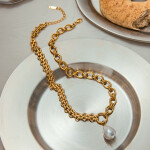 ELENYS Pearl Drop Chain – pozlacený náhrdelník 18K žluté zlato Délka: 45+5 cm / max. 50 cm