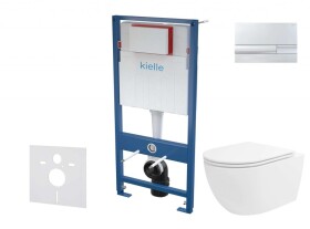 Kielle - Genesis Set předstěnové instalace, klozetu Oudee Vortex, sedátka softclose a tlačítka Gemini I, lesklý chrom 30505SS89