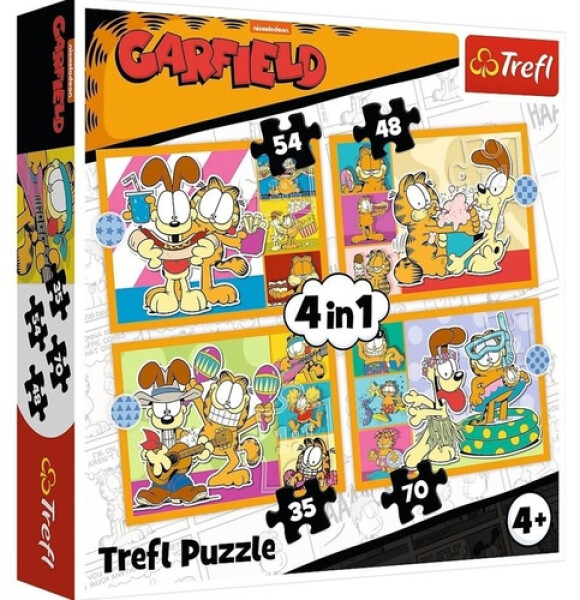 Puzzle Garfield miluje lasagne 4v1 (35,48,54,70 dílků)