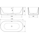 MEXEN/S - Paola volně stojící vana reliéf 170 x 80, bílá mat, sifon a přepad zlatá kartáčovaná 52721708001-55