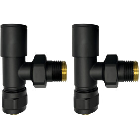 CERANO - Připojovací sada radiátorových ventilů - ruční - rohová - 1/2"/PEX 16x2 mm - černá matná CER-478120
