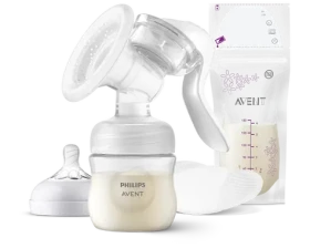 Philips Avent SCF430/20 bílá / Manuální odsávačka mateřského mléka / rukojeť / lahev 125 ml (SCF430/20)