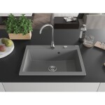MEXEN - Elix granitový dřez 1-miska 700 x 500 mm, šedý, sifon chrom 6526701005-71