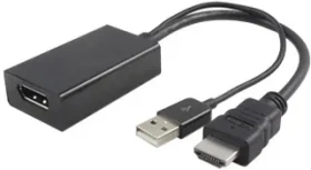 MicroConnect Adaptér HDMI 1.4 - DisplayPort 1.2 M-F / 3840x2160@30MHz / Aktivní / s USB napájením / 0.3m / černá (HDMDPP1)