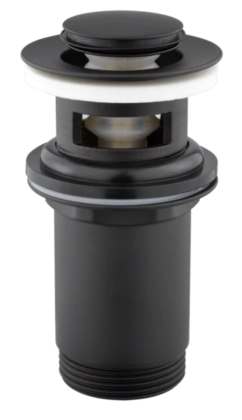 JB Sanitary Umyvadlová výpusť 5/4" s přepadem, malá zátka, ČERNÉ provedení VK10
